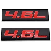 AxleZx 2X Chrome Metal 4.6L Logo Car Emblem Premium 3D 4.6 V8 Badge Auto Door Fender Sticker Side Wing Decal (4.6L,Black&Red)