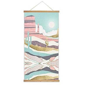 Wooden Framed Hanging Poster Nordic Style Nature Landscape Wall Picture Canvas Artwork for Home Decoration Ready to Hang - 18"x36"