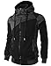 H2H Mens Hoodie Zip-Up Double Zipper Closer With Two Tone Color BLACK US S/Asia M (KMOHOL076)