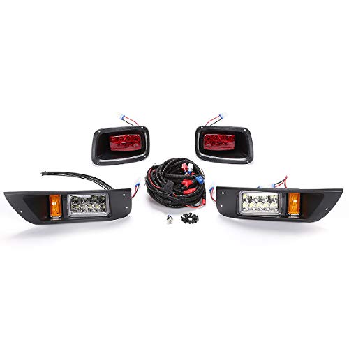 12 Volt Headlight Tail Light Kit Compatible with EZGO TXT (1996-2013) Golf Cart Lights Street Legal Kit Wire Harness for Gas and Electric