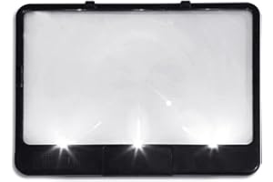 UEYGHEP 1 PCS Candy AS-SEEN-ON-TV Reading Magnifying Glass and Light to See Pages 3X Bigger, Optical Grade, Anti-Glare Black