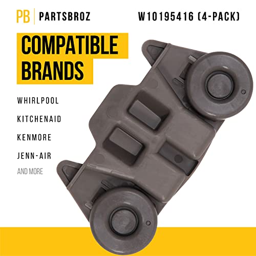 W10195416V W10195416 Dishwasher Dishrack Roller (4Pack) by PartsBroz