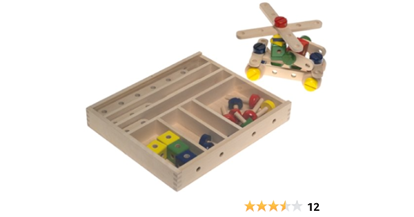 melissa & doug wooden construction building set in a box