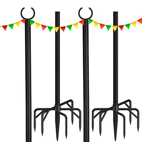 RINLAIN Patio String Lights Poles for Outdoors 2 Pack , 100 Inch Heavy
