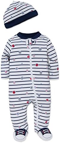 Little Me Baby-Boys Unisex Baby 2 Piece Footie and Cap Set