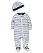 Little Me Baby Boy Clothes 2-Piece Baby Sleeper and Cap Set 100% Cotton Footies with Full 2-way Zipper and Scratch Free Tags Baby Essentials - Preemie, Sports Star