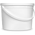 Living Whole Foods, 1 Gallon White Bucket & Lid - Set of 12 - Durable 31 Mil All Purpose Pail - Food Grade - Contains No BPA Plastic (1 Gal. w/Lids - 12pk)