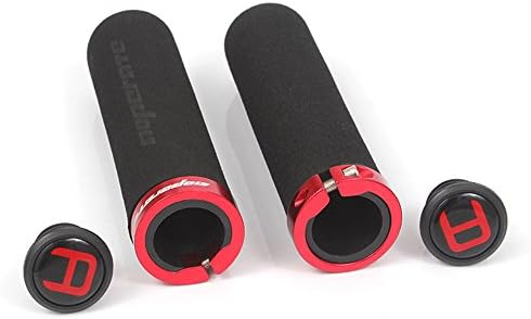 SportBike MTB Road Cycling Bicycle Handle Grips Mountain Bike Sponge Handlebar Grips Lock Soft Durable Parts (Red with Black)