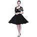 Heroecol Womens Vintage 1950s Dresses Square Neck Bow Short Sleeve 50s 60s Style Retro Swing Cotton Dress