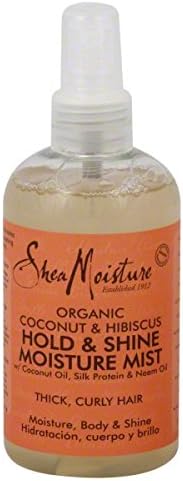 Shea Moisture Coconut &amp; Hibiscus Hold &amp; Shine Moisture Mist 8 OZ (Pack of 2) + (Vitaminder Power Shaker Bottle, 20 oz Bottle)