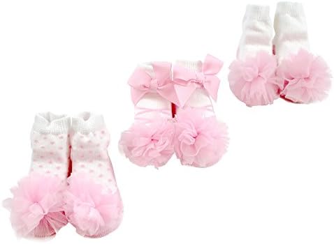 Vimuntado Socks Baby Girls Newborn Ruffle Lace Infant Socks 3 Pack Gift Set Toddler (0-12 Months, SOCKPK004)