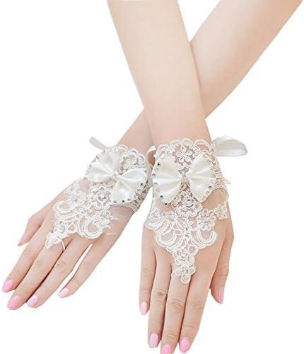 ShangShangXi Fingerless Lace Bridal Wedding Gloves with Crystal Beaded Sequins Evening Gloves Women