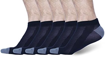 Sincolor Men’s Performance No-show socks,Bamboo and Cotton Crew socks, ( 6-12, Black and Gray)