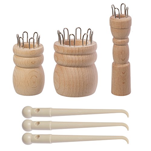 Buy Nurge Knitting Dolly Set of 3, For Beginners Natural Wooden Yarn Wool Knitting Dolly, Spool