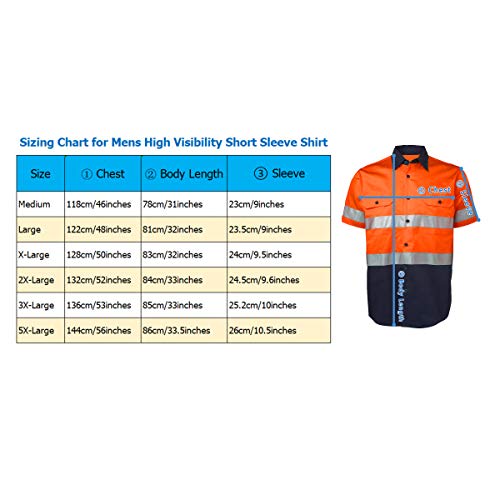 LANTERN FISH Men's Short-Sleeve Two-Tone Work Shirt| High Visibility Work Shirt|Mens Ansi Safety Cotton Shirts 2 Chest Pockets with Pen Divider X-Large
