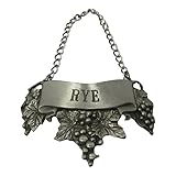 Embossed Pewter Liquor Bottle or Decanter Label Rye