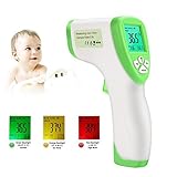 Non-Contact Infrared Thermometer Body and Surface Forehead Digital Thermometer with Instant Reading (6-8 SEC), Fever Alarm, Memory Recall for Both Baby and Adults(Green)