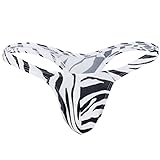 FFESHOW Men's Smooth Bikini Pouch Underwear G String Thongs (Zebra)