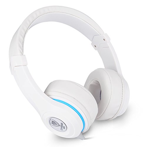 NUBWO Headphones Over Ear Adjustable Lightweight for Adults Kids 3.5mm PS4 Noise Cancelling Headset with Microphone & In-line Control for Cellphone,PS4,Laptop,Tablet(White)