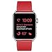 Compatible with Apple Watch Band, COVERY 42mm 44mm Watch Band Genuine Leather Strap Stainless Metal Buckle Compatible Apple Watch Series 4(44mm),Series 3, 2, 1, (42mm) Sport & Edition- Red
