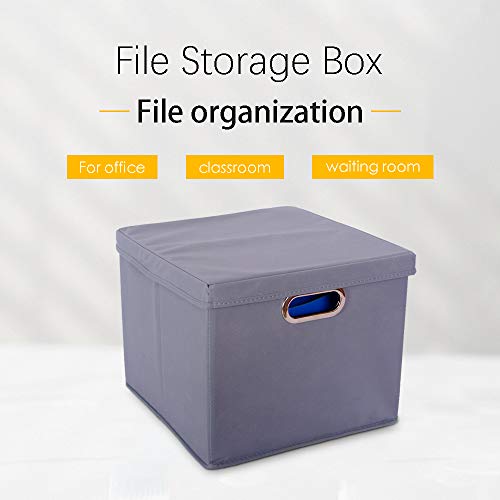 ATBAY File Storage Box with lids Large Capacity Office File Organizer for Letter Size Have 5 compartmentsÂ ,Gray (1 Pack)