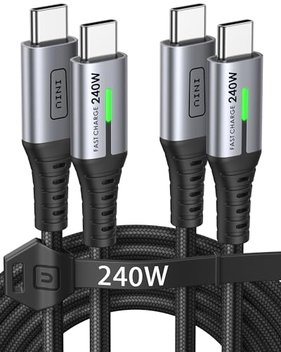 240W Cable USB C vers USB C, [2Pack 2m] PD3.0 Câble USBC Type C Charge Rapide pour iPhone 17 16 15 Pro Max, Samsung Galaxy S25 S24 S23 Ultra, Pixel 9 Pro, MacBook iPad Air, Switch, Steam Deck etc