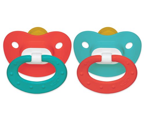 NUK Juicy Silicone Orthodontic Pacifier 2-Pack, Size 2 - Pink/Aqua