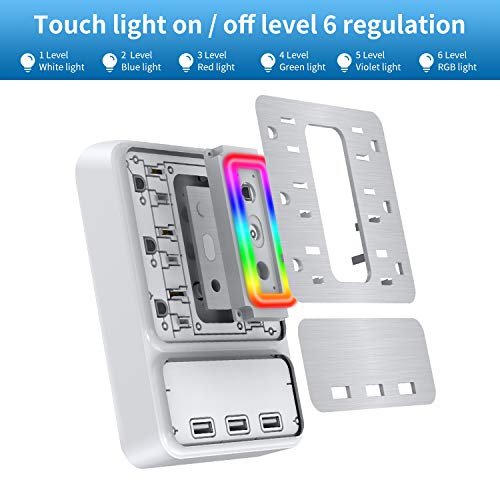 USB Wall Outlet Adapter 1700 Joules Surge Protector with 6-Outlet Extender,3 Fast USB Charging Ports(3.2A Total) & Smart Night Light,Multi-Function Power Strip for Home Kitchen Bathroom