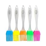 Daixers Silicone Basting Pastry & Bbq Brushes (Set of 5, Colorful) Durable, Attractive, Heat Resistant Kitchen Utensils Dishwasher Safe Soft and Flexible Essential Cooking Gadget, Bakeware Tool
