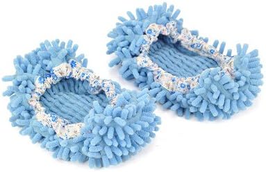 Mop Slippers Lazy Quick House Floor Polishing Dusting Cleaning Foot? Socks Shoe Light Blue