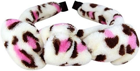 JPNK Soft Face Washing Elastic Bow Towel Headbands Beauty Tool Hair Band Pink