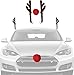 Car Reindeer Antlers and Nose - 3 Pcs Easy to Install and Remove Kit - Fun Christmas Car Decoration