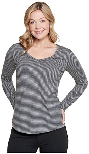 Toad&Co Marley LS Tee - Women's Charcoal Heather Stripe Small