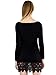 MiYang Women's Long Sleeve A-line Lace Stitching Trim Casual Dress M Black