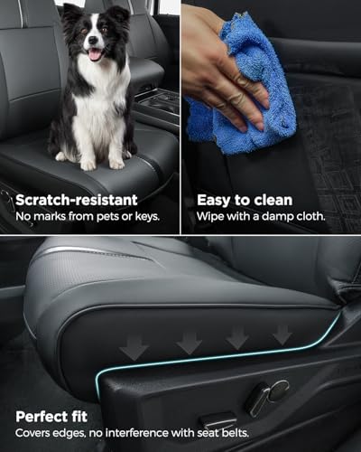 DiffCar for Ford F150 Seat Covers 2015-2023 2024 2025 2026,Full Set Leather Waterproof Black Trucks Pickup Seat Covers Custom Fit for Ford F150 Accessories,Car Seat Cover for SuperCrew/CrewCab(XL,XLT)