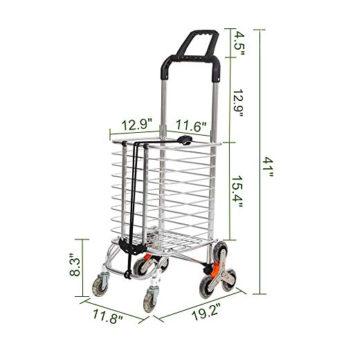 KARMAS PRODUCT Folding Shopping Cart with Swivel Wheels Stair Climber Grocery Utility Hand Cart Trolley, Easily Collapsible and Portable