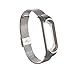 OLLIVAN for Xiaomi Mi Band 3 Replacement Strap, Stainless Steel Wristband Bracelet Replacement Band Wrist Strap for Mi Band 3 Tracker, Host Remove Easily via Double Elastic Buckle (Buckle Sliver)