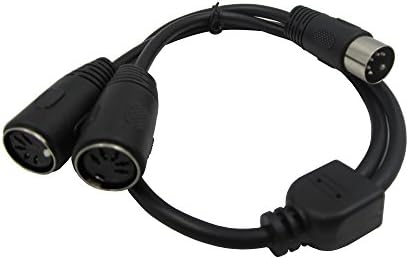 JBingGG DIN 5 Pin Splitter Y Adapter Cable, MIDI 5 Pin Male to dual Din 5 Pin Female Extension Audio Cable, MIDI keyboard (D5P M-2F,20 Inch 0.5M)