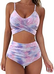 SUUKSESS Women Wrap Bikini Set Push Up High Waisted 2 Piece Swimsuits