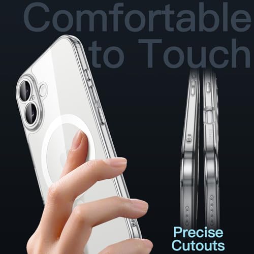 JETech Slim Magnetic Cover for iPhone 17 6.3 Inches Compatible with MagSafe, Full Protection for Camera Lens, Ultra Thin Lightweight Transparent Case (Transparent)