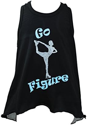 Reflectionz Girls "Go Figure" Glitter Text Mesh Racerback Tank Top #TA4778 For Figure Skating (10)