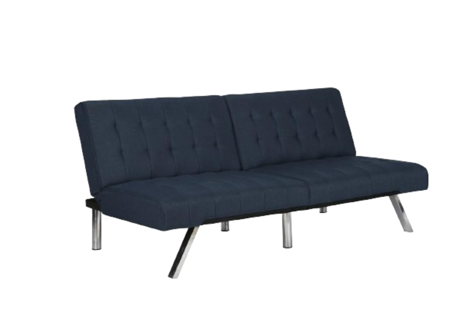 Photo 1 of DHP Emily 71 Inch Futon Sofa Bed, Armless Upholstered Couch Sleeper with Tufted Back and Seat, Mid-Century Modern, Navy Linen