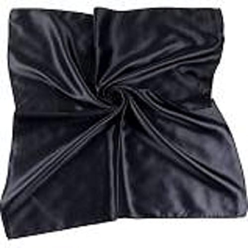 Womens Soft Square Dressy Polyester Silky Solid Scarf, Head Scarf,Tichel, Bandana,Haircovering , 36inx36in (Black)
