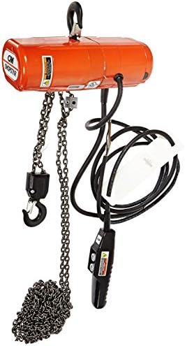 CM Shopstar Electric Chain Hoist, Three Phase, Hook Mount, 1/2 Ton Capacity, 10' Lift, 8 fpm Max Lift Speed, 0.167 HP, 7/8" Hook Opening, 230V