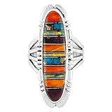 925 Sterling Silver Ring with Genuine Turquoise and Semiprecious Gemstones Size 5 to 13