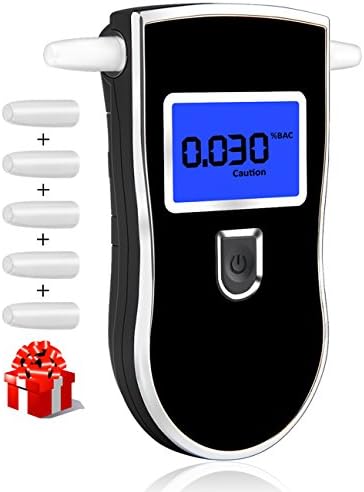 Breathalyzer, WEIO Professional Alcohol Detector Brethalyzers Portable Breathalyzer Tester Highly-Accurate Result Fast Respond Speed Alcohol Breathalyzer with LED Screen and 5 PC Mouthpieces for Home