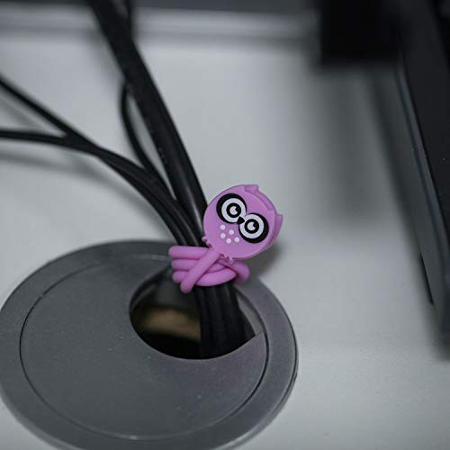 SUNFICON 14 Pack Magnetic Cable Organisers Cable Clips Big Eyes Owl Headphone Earbuds Cord Winder Manager Keeper Bookmark Whiteboard Fridge Magnet USB Cord Tie Strap Holder Home Office School Kitchen - Thumbnail 4
