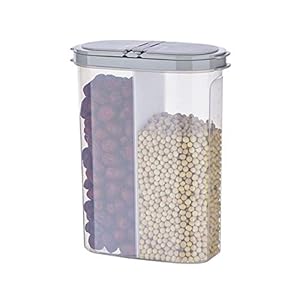 HARLIANGXY Graanopslagcontainers, voedselopslagcontainer, duurzaam plastic, BPA-vrij, 2600ml, grijs deksel