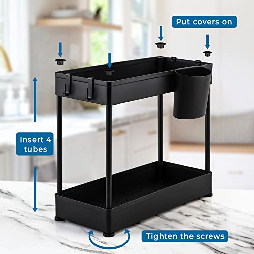 KITQIENN Kitchen Under Sink Organizer 2 Pack Under Bathroom Sink Organizer and Storage 2-Tier Under Sink Shelf Organizer Basket