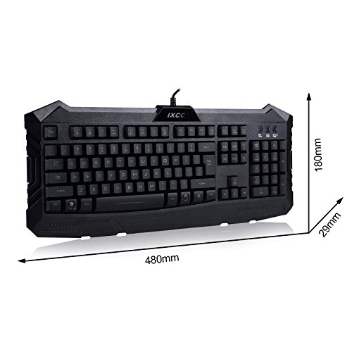 IXCC-LED Illuminated Water-Resistant Gaming Keyboard Combo with